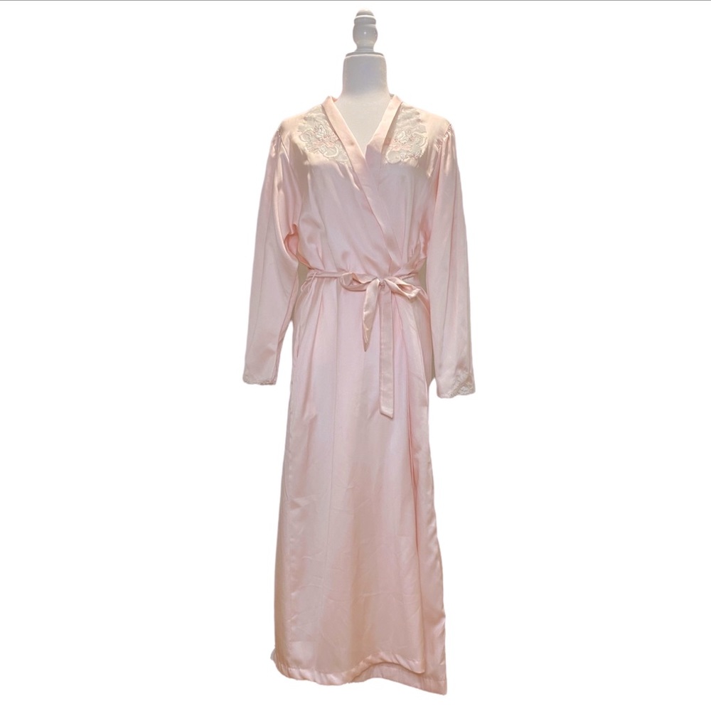 Vintage Robe Sara Beth Victorian Maxi Length Long Sleeve Pink Medium Bridal